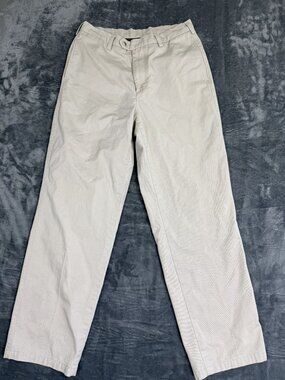 Savane Mens Beige Flat-Front Cotton Pants 32W x 32L